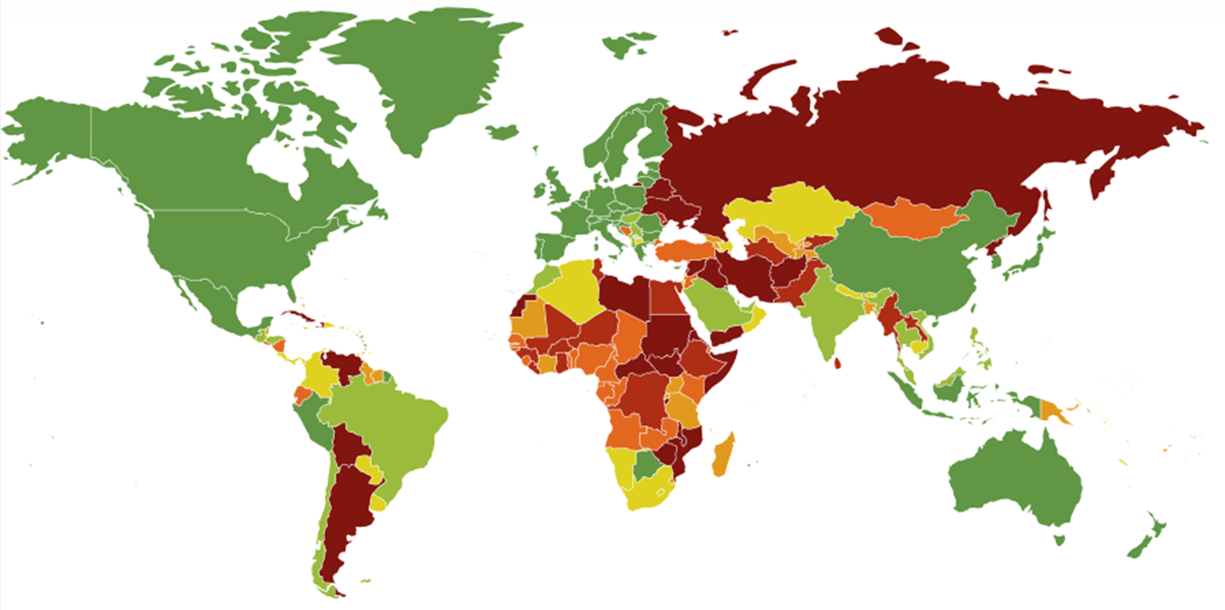 Coface map of country risks.
